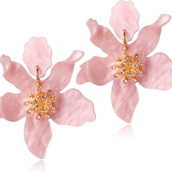 Jewelry - Unique Bohemian Oversized Acrylic Resin Flower Dangle Drop Earrings Retro Large